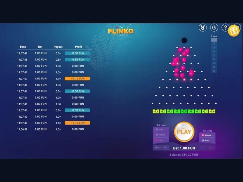 Înregistrarea la Plinko pe Palms Bet